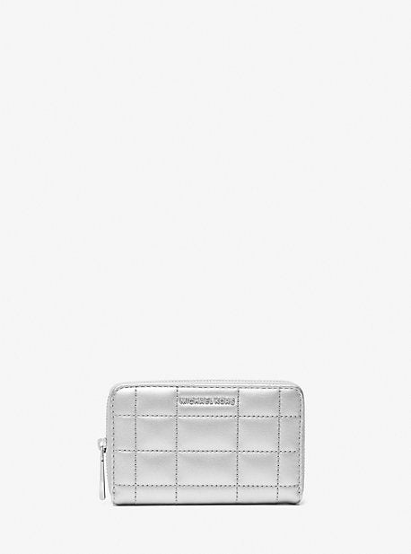 MK Small Metallic Quilted Leather Wallet - Silver - Michael Kors