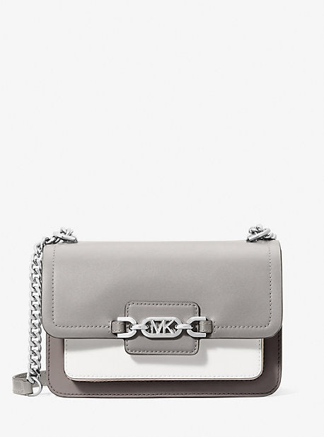 MK Heather Large Color-Block Leather Shoulder Bag - Grey - Michael Kors