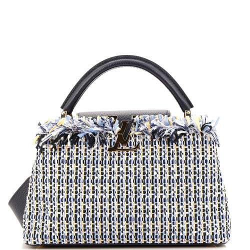 Capucines Bag Woven Raffia, Cotton Ribbon, and Silvery Threads MM