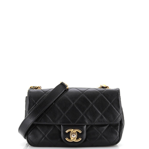 CHANEL Crystal Pearls Chain Flap Bag Quilted Calfskin Small