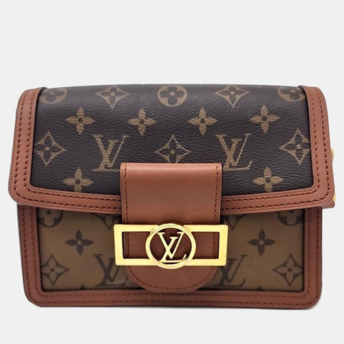 Brown Monogram Reverse Canvas Mini Dauphine Shoulder Bag