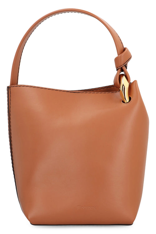 Women's Corner Leather Bucket Bag in Saddle Brown | HB0684LA0232 Color 623