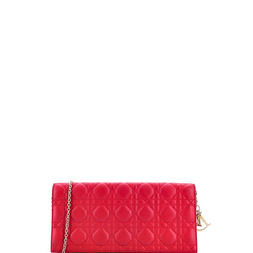 Lady Dior Convertible Chain Clutch Cannage Quilt Leather Long