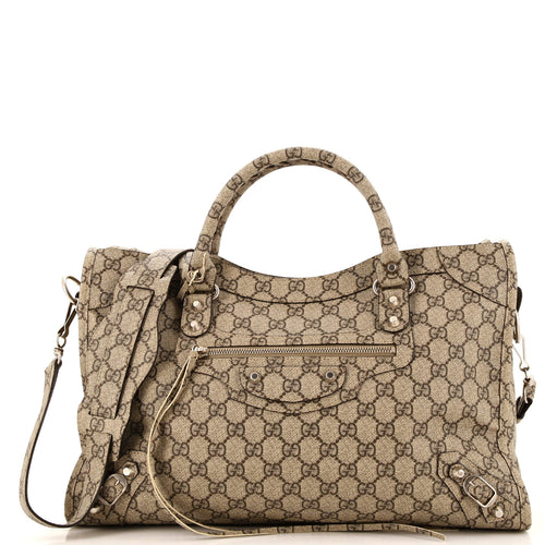 GUCCI x Balenciaga The Hacker Project Neo Classic City Bag GG Coated Canvas Medium