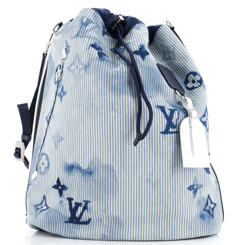 Sac Marin Bag Limited Edition Monogram Watercolor Stripes Denim