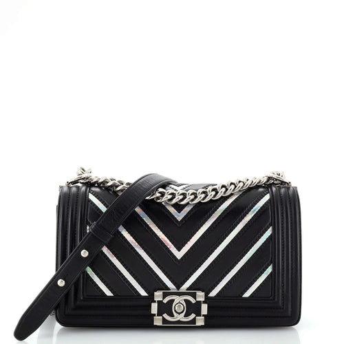 CHANEL Boy Flap Bag Chevron Lambskin with Holographic PVC Old Medium
