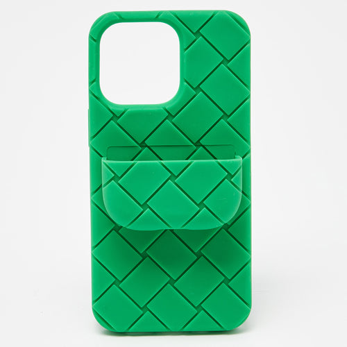 Green Intrecciato Rubber Silicone iPhone 13 Pro Case