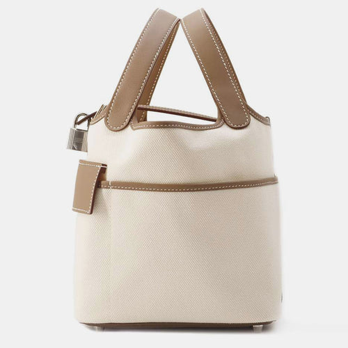 Cargo Nata / Etoupe Towar Goeran Swift Leather Picotin Padlock Bag PM