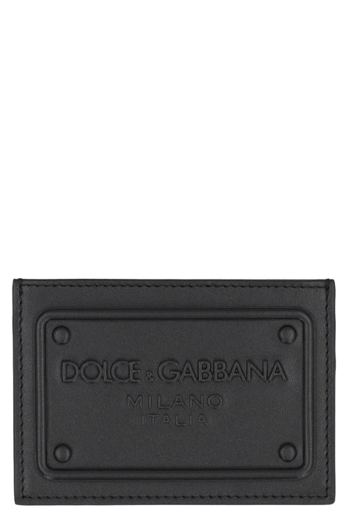 Men's Logo Detail Leather Card Holder in Black | BP3239AG218 Color 80999