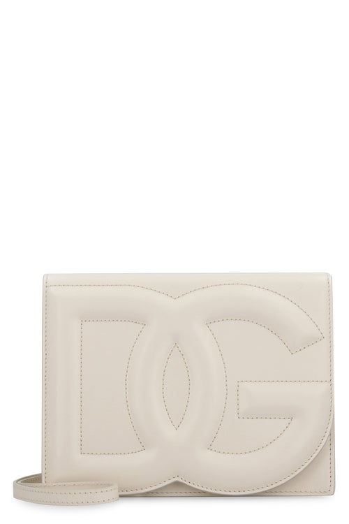 Women's Dg Logo Leather Crossbody Bag in Ivory | BB7287AW576 Color 80004
