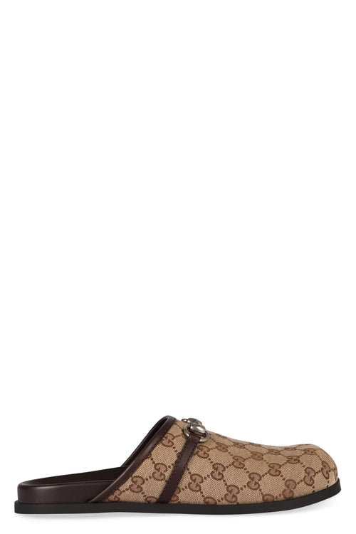 Men's Leather And Fabric Sabot in Beige | Size 6.5 | 786486FADFO Color 9744