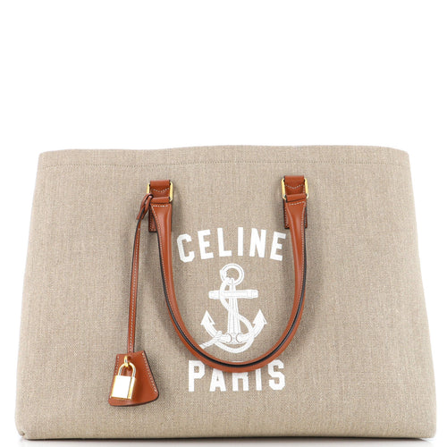 CELINE St. Tropez Horizontal Cabas Tote Canvas with Leather