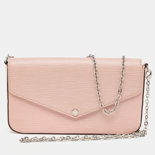 Rose Ballerine Epi Leather Pochette Felicie Bag