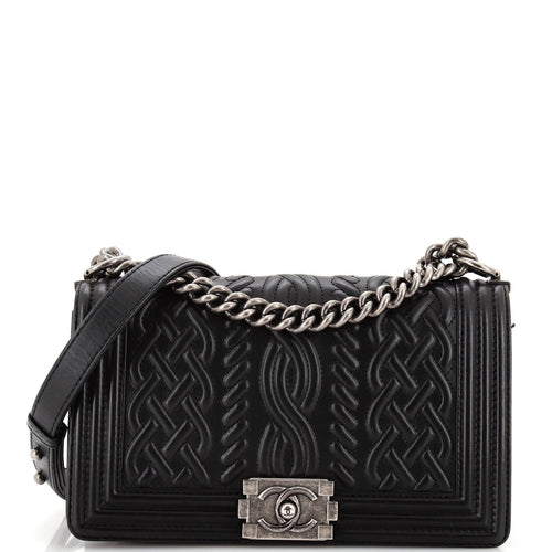 CHANEL Paris-Edinburgh Boy Flap Bag Celtic Knot Embossed Calfskin Old Medium