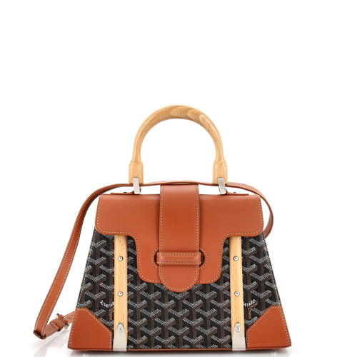 GOYARD Saigon Top Handle Bag Coated Canvas with Leather PM