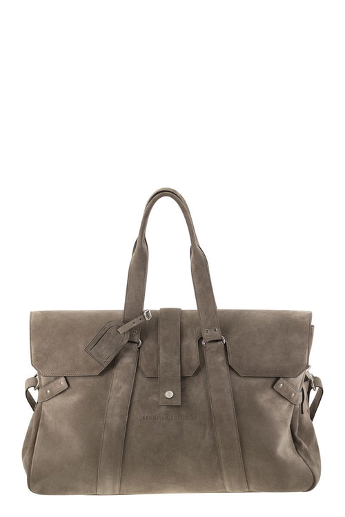 Men's Suede Weekender Country Bag in Turtledove | MBAEBU429
