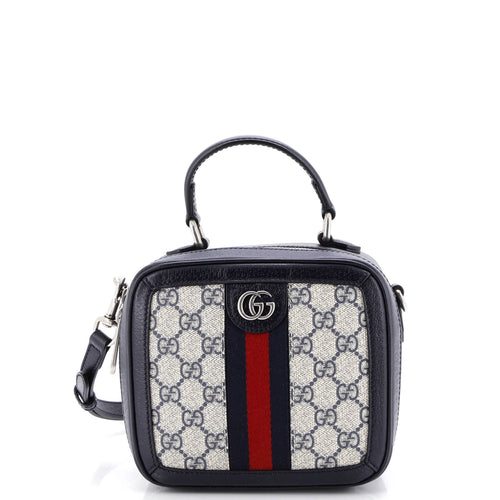 GUCCI Ophidia Zip Around Top Handle Bag GG Coated Canvas with Leather Mini