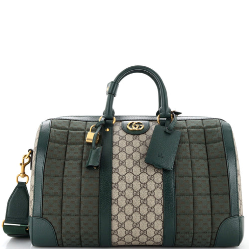 GUCCI Convertible Duffle Bag Square Quilted Mini GG Canvas and GG Coated Canvas Medium