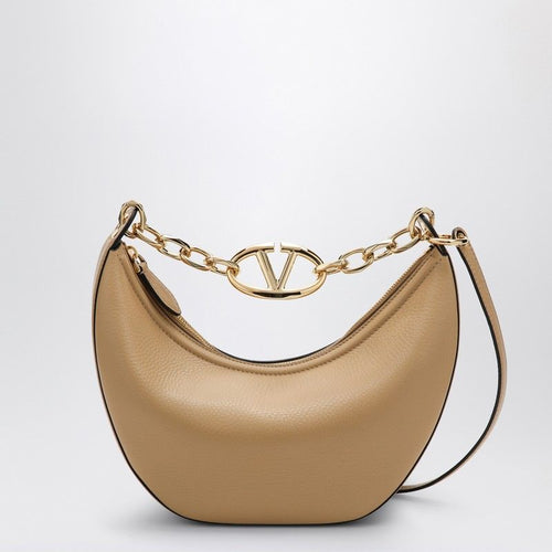 Women's Vlogo Moon Cappuccino-Coloured Small Hobo Bag in Beige | 5W2B0Q42JDK