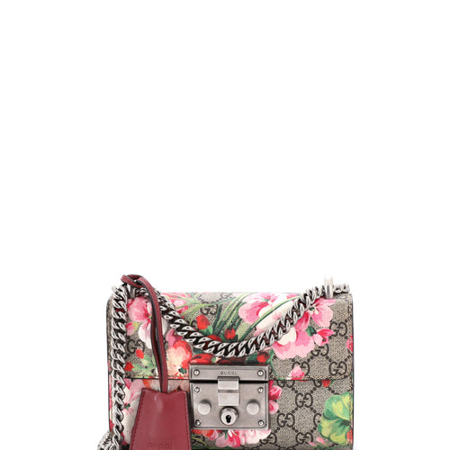 GUCCI Padlock Shoulder Bag Blooms Print GG Coated Canvas Small