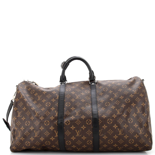 Keepall Bandouliere Bag Macassar Monogram Canvas 55