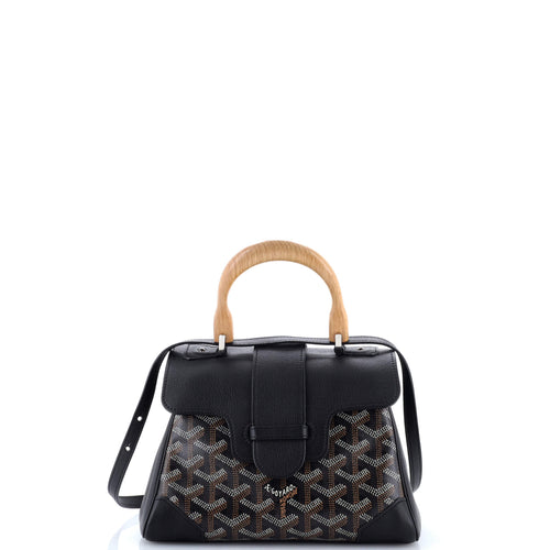GOYARD Saigon Top Handle Bag Coated Canvas with Leather Mini