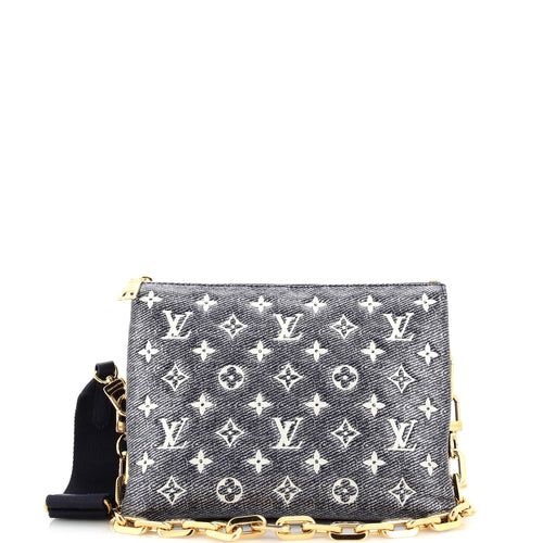 Coussin Bag Denim Printed Monogram Embossed Lambskin PM