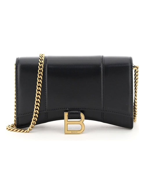 Women's Hourglass Leather Wallet On-Chain in Black | Size UNICA | 6560501QJ4M