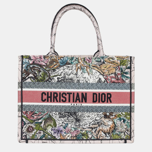 Christian Pink Multicolor Zodiac Embroidery Medium Book Tote bag
