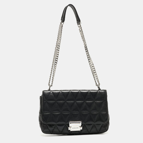 Black Quilted Leather Large Sloan Shoulder Bag