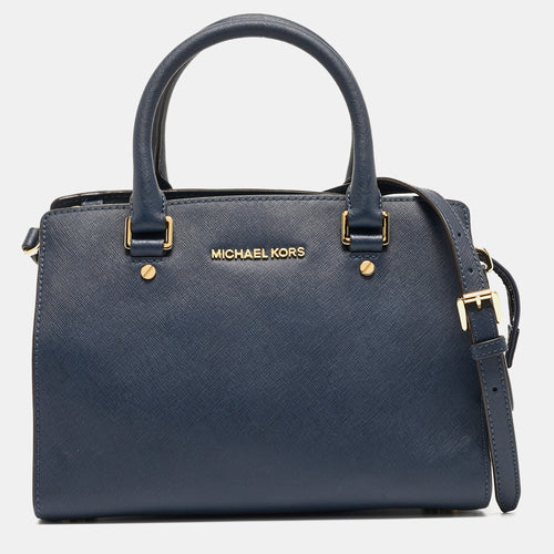 Michael Michael Kors Navy Blue Leather Medium Selma Tote