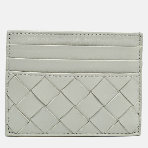 Light Grey Intrecciato Leather Card Holder