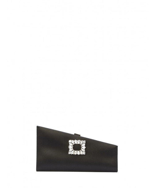 Women's Asymmetrical Strass Buckle Clutch in Black | RBWAOOX0200RS0