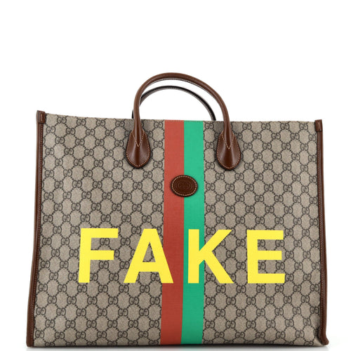 GUCCI Fake/Not Convertible Open Tote Printed GG Coated Canvas Large