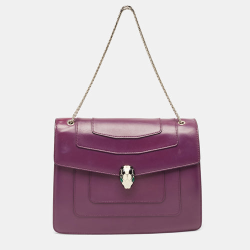 Purple Leather Large Serpenti Forever Shoulder Bag