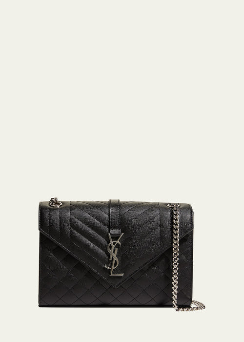 Envelope Triquilt Medium YSL Shoulder Bag in Grained Leather