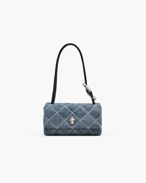 Marc Jacobs The Quilted Denim Mini Dual Shoulder Bag in Light Wash Indigo