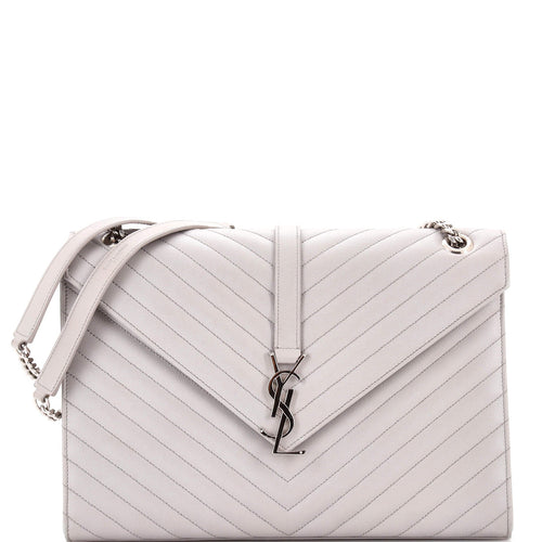 Classic Monogram Envelope Satchel Matelasse Chevron Leather Large
