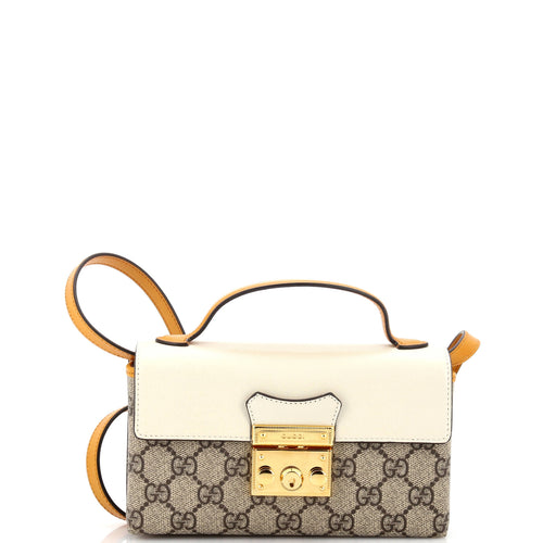 GUCCI Padlock Top Handle Bag GG Coated Canvas and Leather Mini