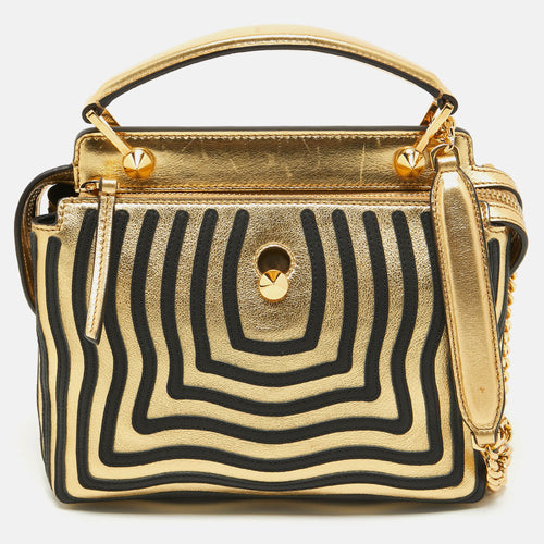 Gold/Black Leather Small Gold Edition Dotcom Click Top Handle Bag