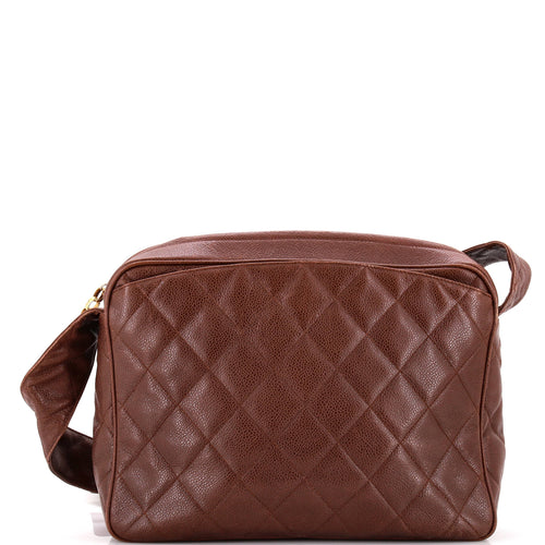 CHANEL Vintage Diamond CC Shoulder Bag Quilted Caviar Large