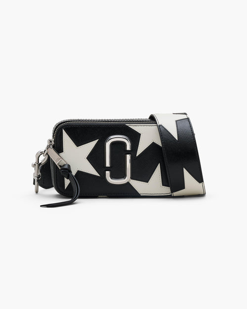 Marc Jacobs The Star Patchwork Leather Snapshot Bag in Black/White