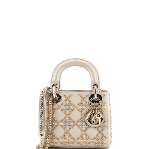 Lady Dior Chain Bag Crystal Embellished Cannage Quilt Leather Mini