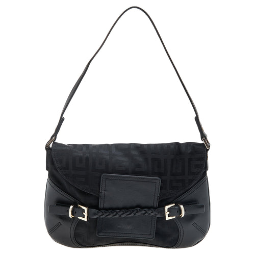 Black Monogram Canvas And Leather Flap Shoulder Bag
