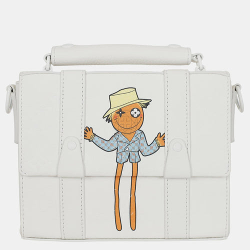 White Lambskin Leather Scarecrow Flap Soft Messenger Trunk