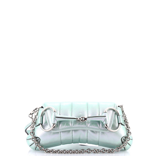 GUCCI Horsebit Chain Shoulder Bag Vertical Quilted Leather Small