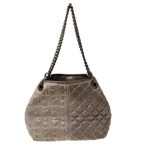 Olive Green Monogram Leather Chain Tote