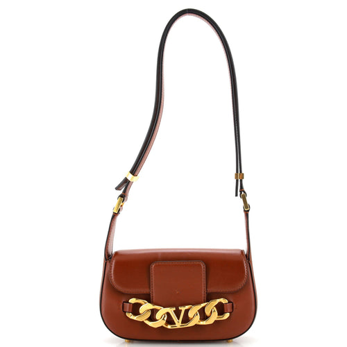 VALENTINO GARAVANI VLogo Chain Flap Shoulder Bag Leather Small