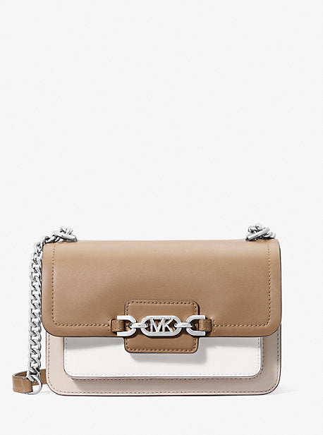 MK Heather Large Color-Block Leather Shoulder Bag - Natural - Michael Kors