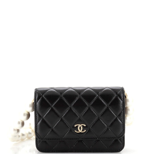 CHANEL Pearl Strap CC Wallet on Chain Quilted Calfskin Mini